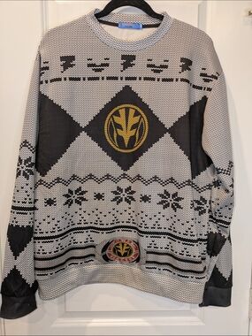 Power Rangers White Ranger Ugly Christmas Sweater Dykhmily Men’s Medium Cosplay